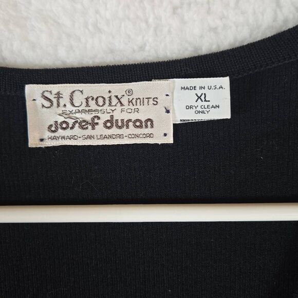 Vintage St. Croix Knits Men's V-neck Wool Blend Pullover Sweater Black XL - Picture 2 of 6